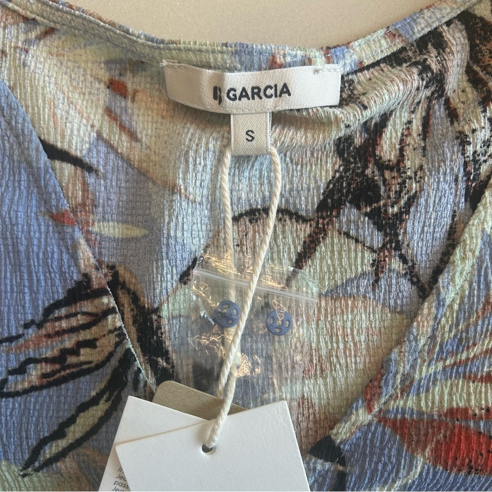 Garcia blue floral belted Romper Dress,  Size S - Picture 7 of 8